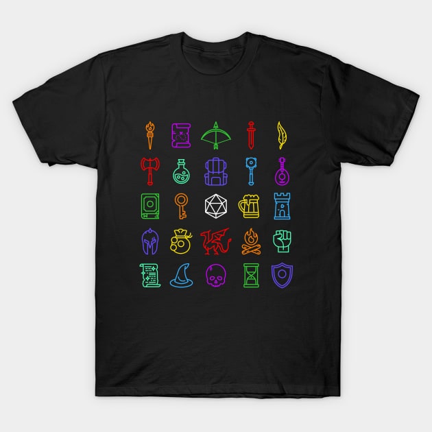 Rollplay Guild: Adventure Icons (Color) T-Shirt by Rollplay Guild